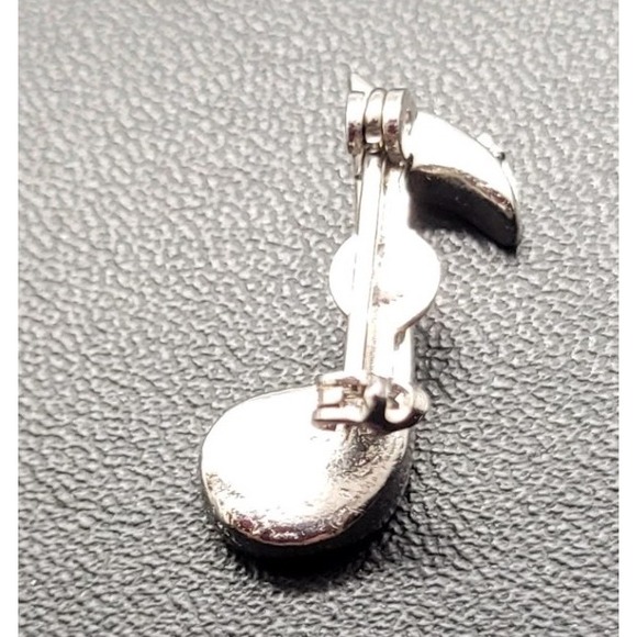 Unbranded Eighth Music Note Brooch Women OS Silver Rhinestone Excellent Musical - Picture 2 of 6
